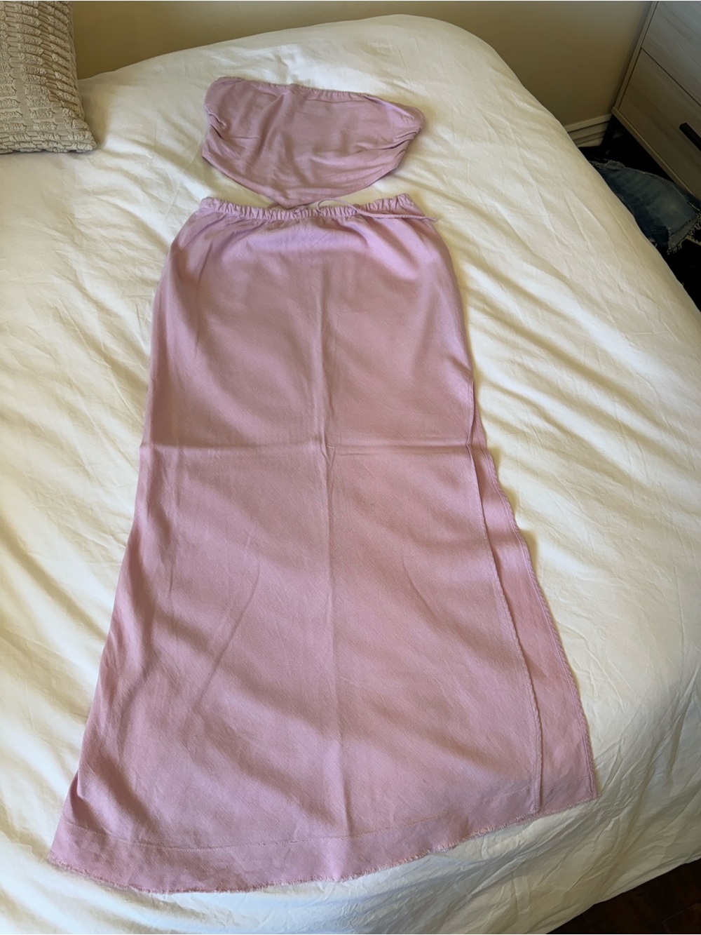 Baby Pink Tube Top and Maxi Skirt Set
